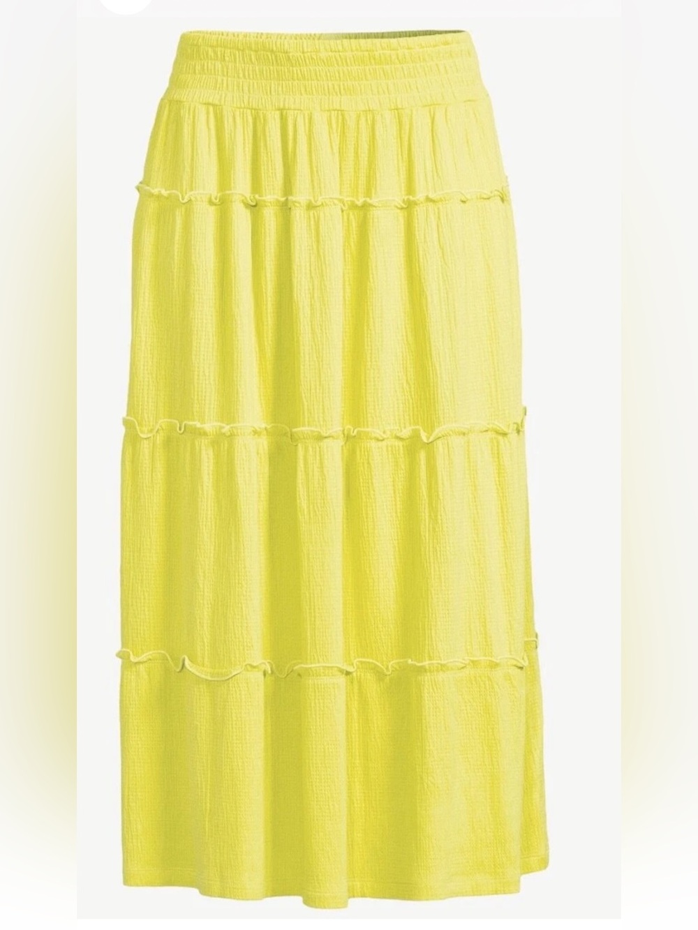 SCOOP Women's Tiered Maxi Skirt in Lemon Yellow - Large
